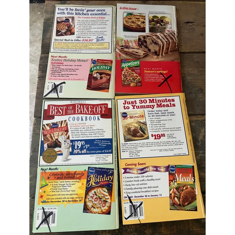 Pillsbury Classic Cookbooks Holiday Baking Entertaining Lot 4 1996-2005 Vintage